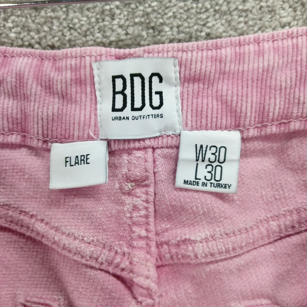 URBAN OUTFITTERS PINK CORDUROY FLARE TROUSERS HIGH WAIST BDG Y2K RIB UK W30 L30 - Picture 4 of 4